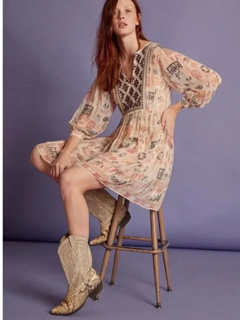 Anthropologie Velvet by Graham & Spencer Tawni Cleo Embroidered Mini Dress M